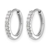 10k White Gold Diamond Hinged Hoop Earrings